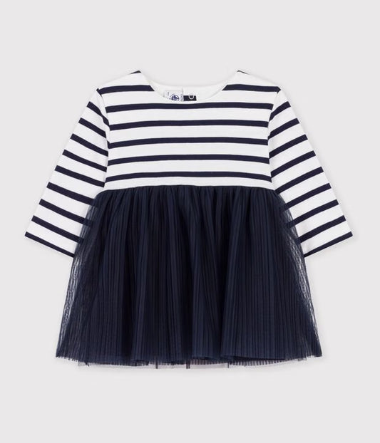 Robe bi-matière manches longues