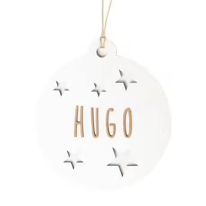 Boule de Noël personnalisable en bois blanc Vintiun
