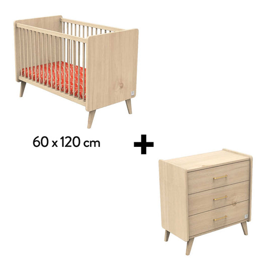 Chambre Arty Duo : Lit bébé 60 x 120 cm + Commode