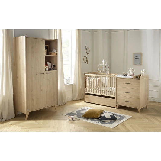 Chambre Arty Duo : Lit bébé combiné 60 x 120 cm évolutif + Armoire
