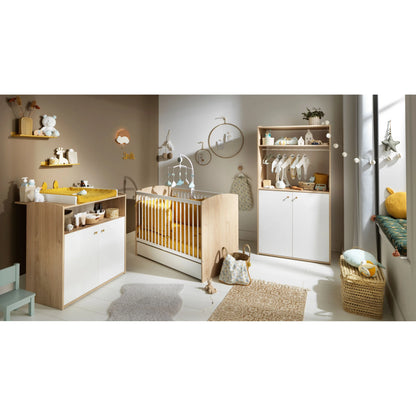 Chambre Alice : Lit bébé 60x120 cm + armoire + commode