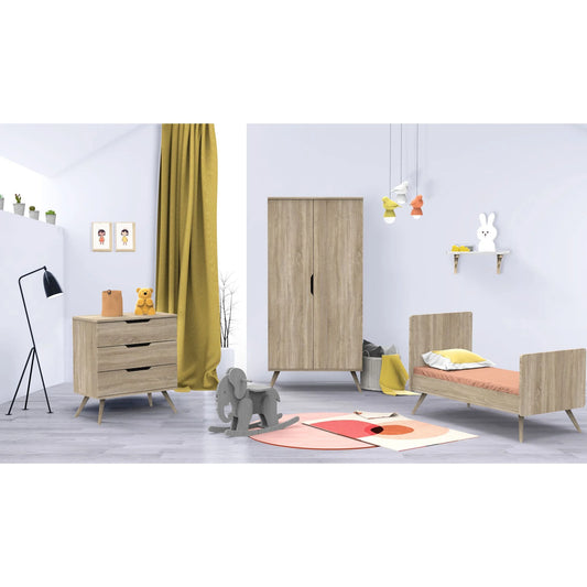 Chambre Sixties Duo : Lit 70 x 140 cm évolutif + Commode