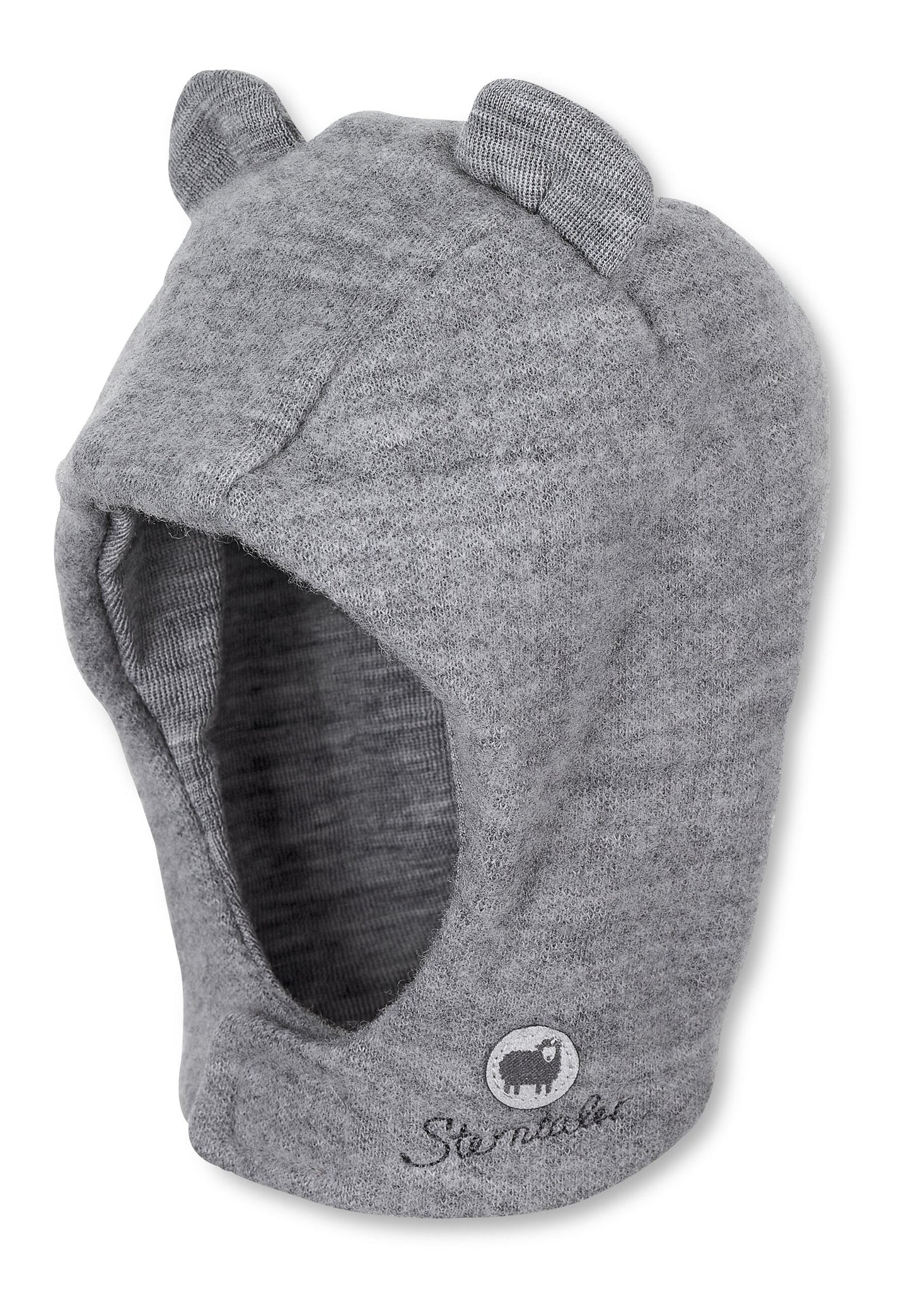 Bonnet en mérinos avec fermeture velcro et petites oreilles