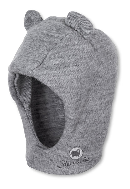 Bonnet en mérinos avec fermeture velcro et petites oreilles