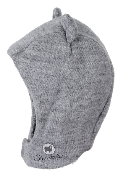 Bonnet en mérinos avec fermeture velcro et petites oreilles