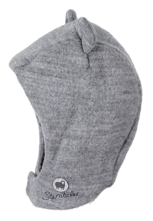 Bonnet en mérinos avec fermeture velcro et petites oreilles
