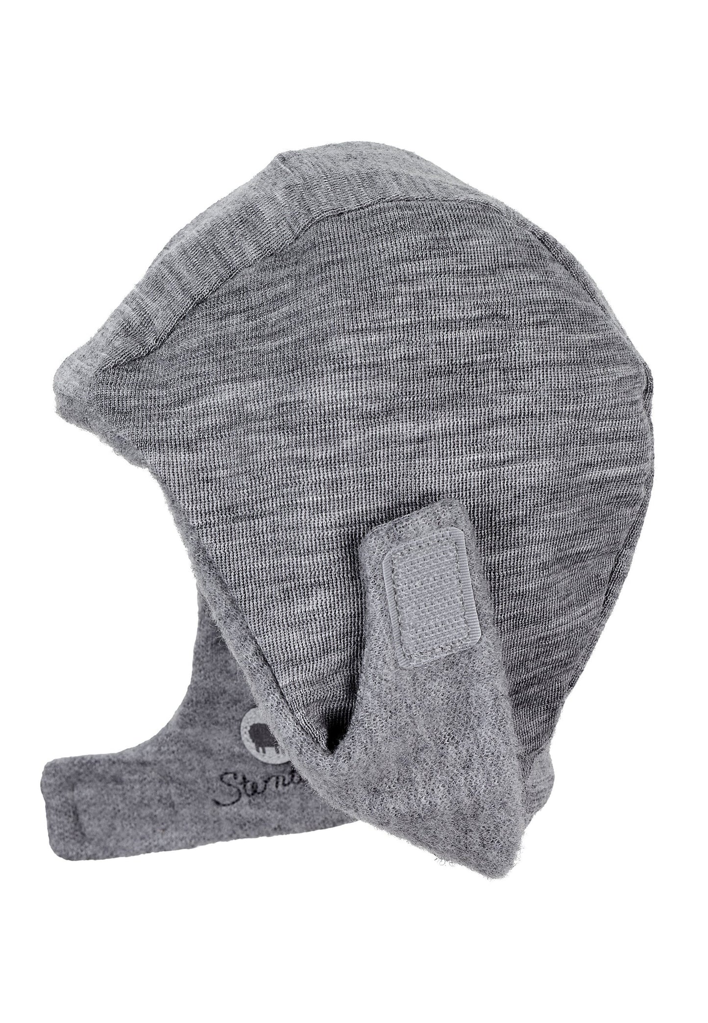 Bonnet en mérinos avec fermeture velcro et petites oreilles