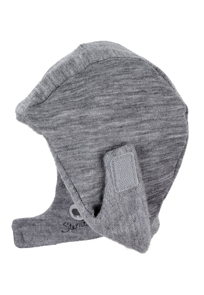 Bonnet en mérinos avec fermeture velcro et petites oreilles