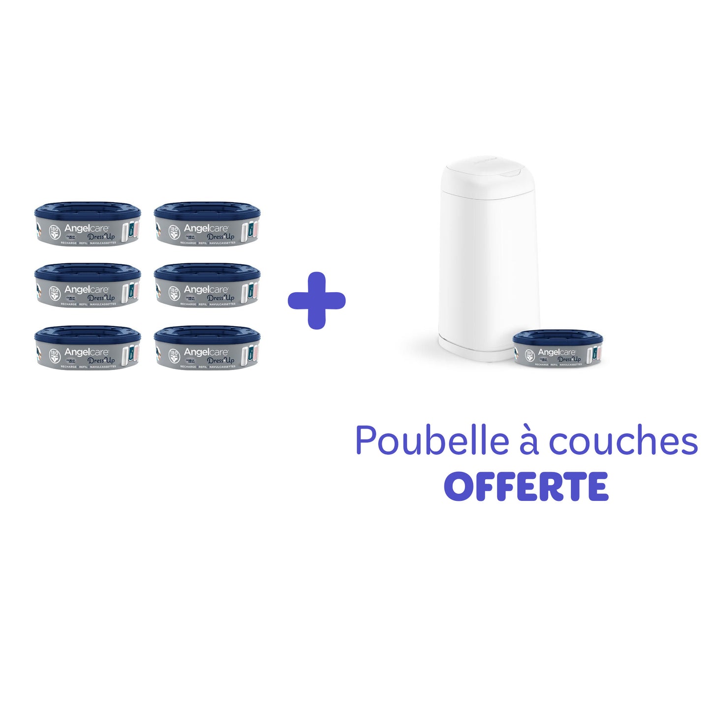 Poubelle à couches OFFERTE pour l'achat d'un lot de 6 recharges