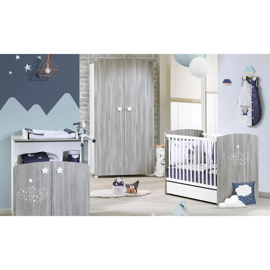 Chambre Hugo : lit 60x120 + armoire + commode