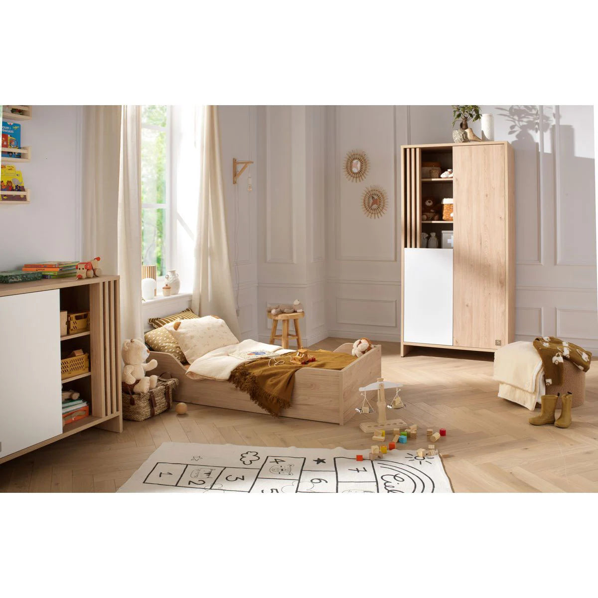 Chambre Tokyo : lit bébé 70x140 + commode + armoire