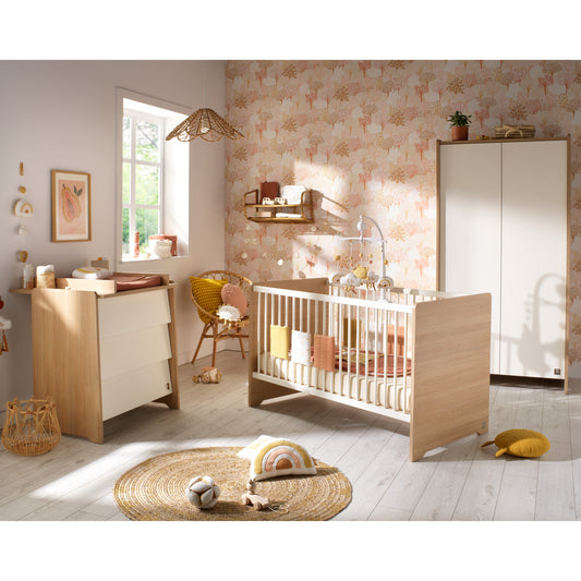 Chambre Vanille : lit 60x120 + commode + armoire