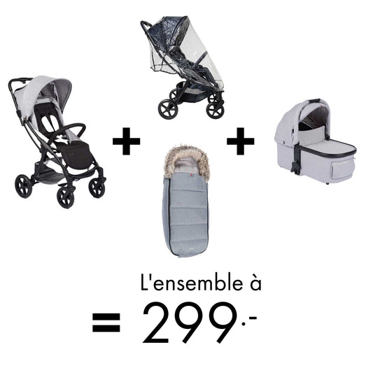 Offre Mast : Poussette M.2x + Habillage pluie + Chancelière Cocoon + Nacelle = 299.-