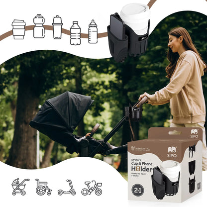 Porte-gobelet et porte-téléphone universel pour poussette