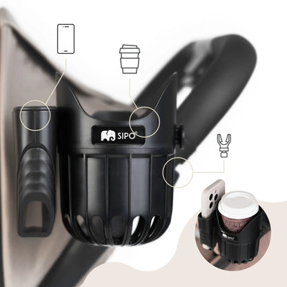 Porte-gobelet et porte-téléphone universel pour poussette