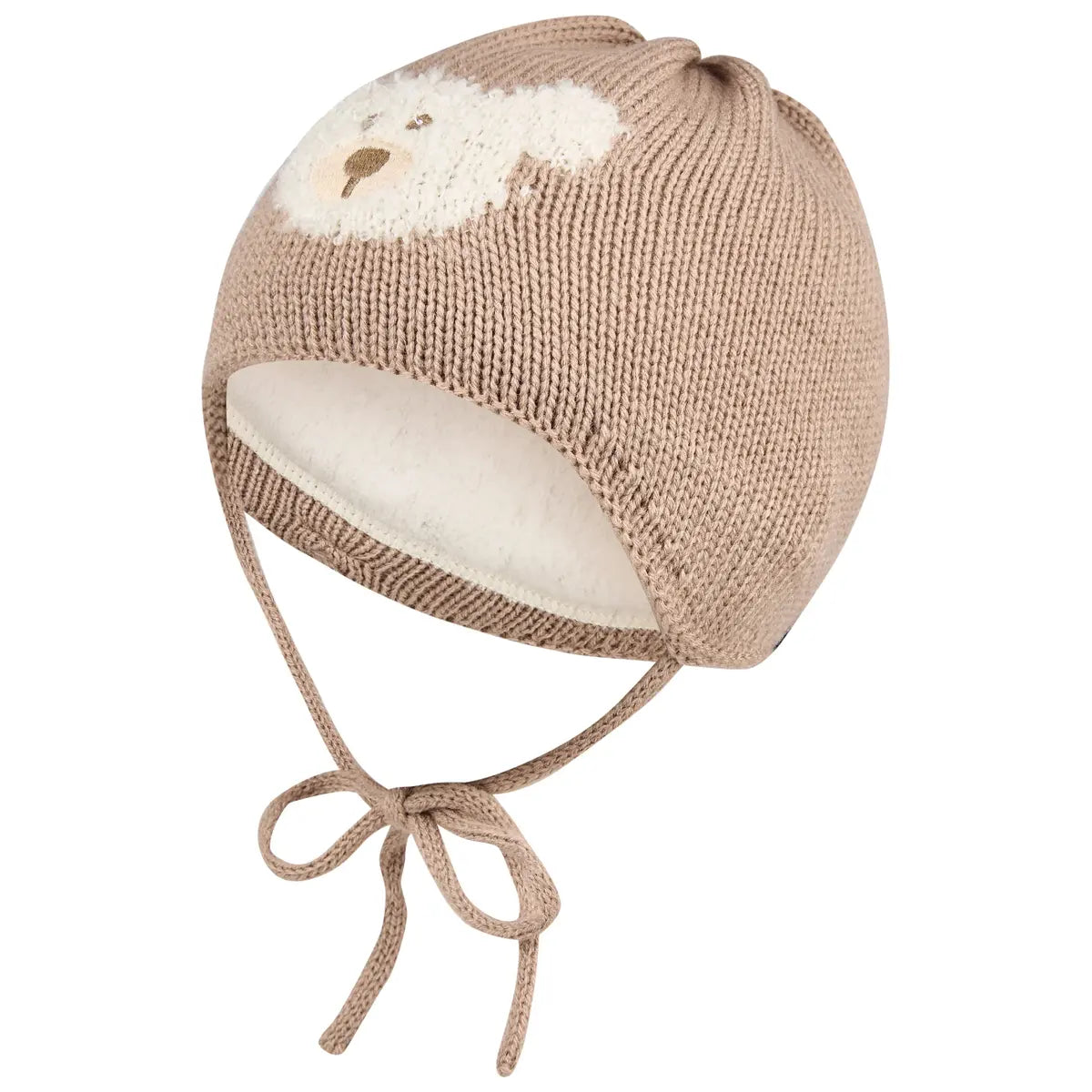 Bonnet tricoté avec motif d'ourson