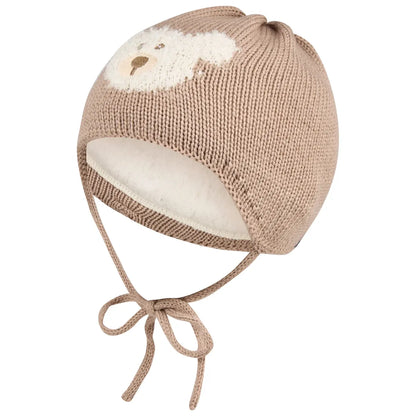 Bonnet tricoté avec motif d'ourson