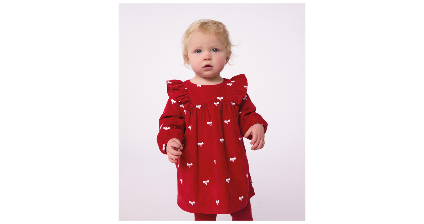 Robe bébé en velours côtelé manches longues