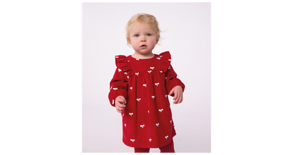 Robe bébé en velours côtelé manches longues