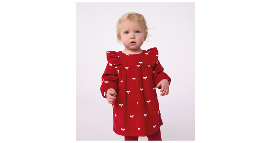 Robe bébé en velours côtelé manches longues