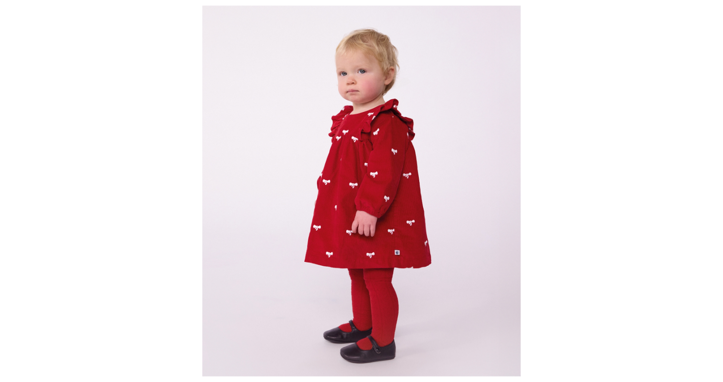 Robe bébé en velours côtelé manches longues