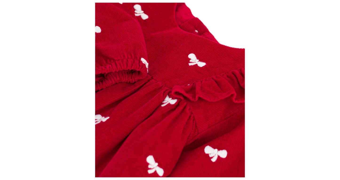 Robe bébé en velours côtelé manches longues