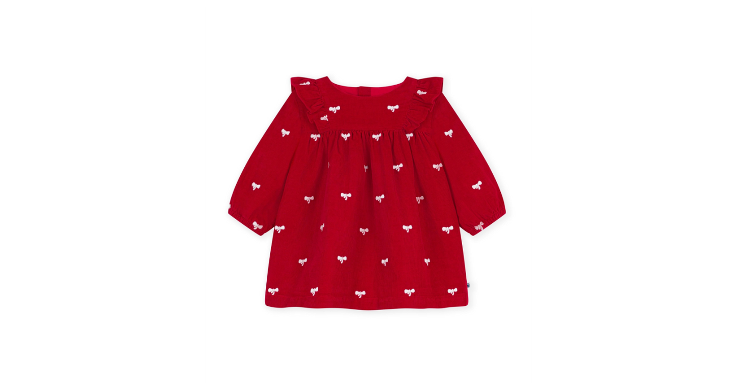 Robe bébé en velours côtelé manches longues