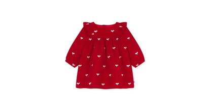 Robe bébé en velours côtelé manches longues